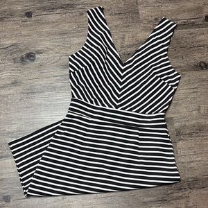 Black and White Striped Midi Dress